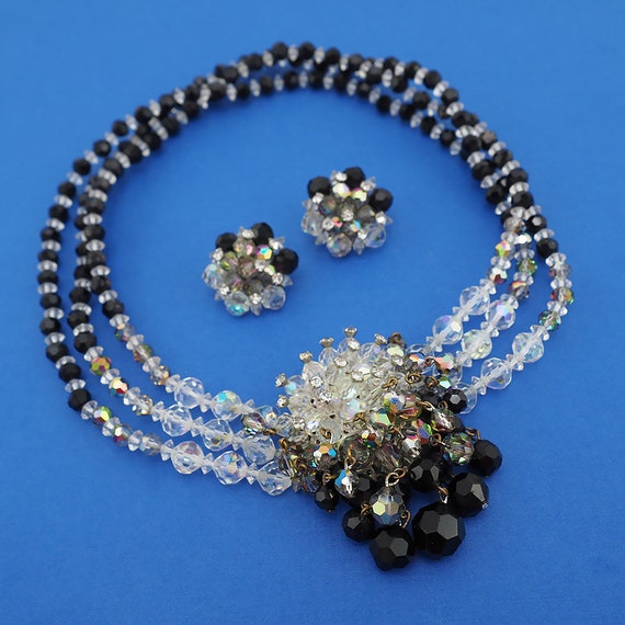 Vintage Crystal Necklace, Vintage Beaded Necklace… - image 3