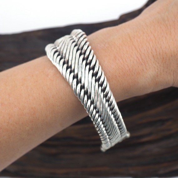 Sterling Silver Bracelet, Large Silver Bracelet, … - image 3