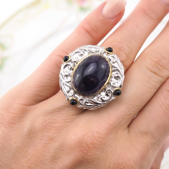 Amethyst Ring, Sterling Silver Ring, Statement Ri… - image 3