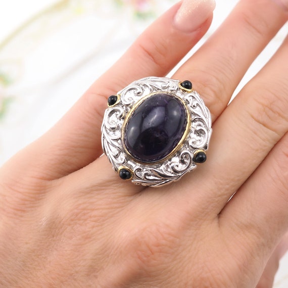 Amethyst Ring, Sterling Silver Ring, Statement Ri… - image 5