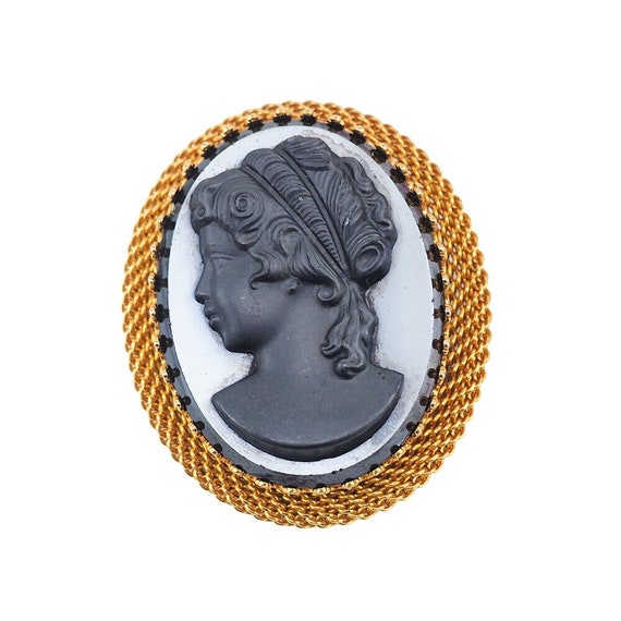 Vintage Brooch, Cameo Brooch, Glass Cameo, Oval Br