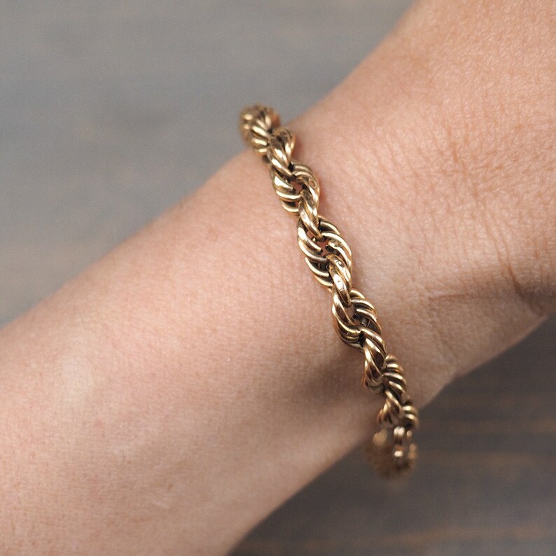 Yellow Gold Bracelet, 10K Gold Bracelet, Rope Bracelet, Gold Bracelet, Bracelet for Women, Twisted Rope Bracelet, Gold Rope Bracelet, 10K image 3