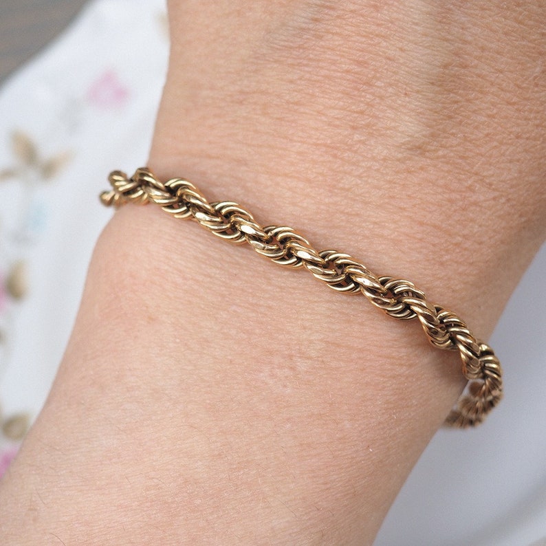 Yellow Gold Bracelet, 10K Gold Bracelet, Rope Bracelet, Gold Bracelet, Bracelet for Women, Twisted Rope Bracelet, Gold Rope Bracelet, 10K image 4