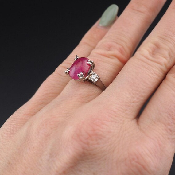 Vintage Platinum Ring, Ruby Diamond Ring, 1930s R… - image 7