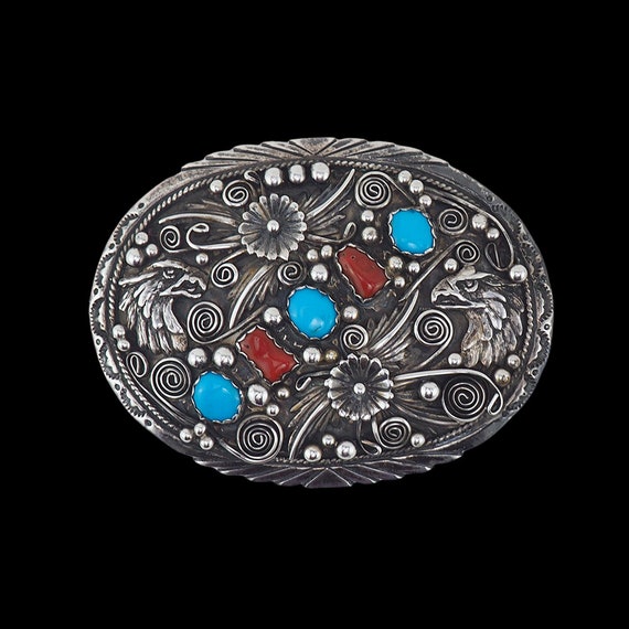 Native Silver Buckle, Artist Signed, Eagle Buckle… - image 7