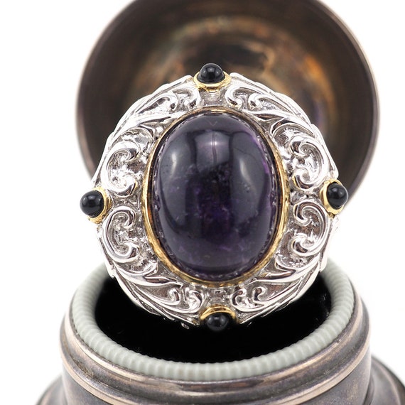 Amethyst Ring, Sterling Silver Ring, Statement Ri… - image 1