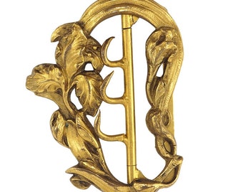 Art Nouveau Buckle, Jugendstil Buckle, Brass Buckle, Belt Buckle, Antique Buckle, Art Nouveau Brass Belt Buckle, Flower Buckle, 1900s