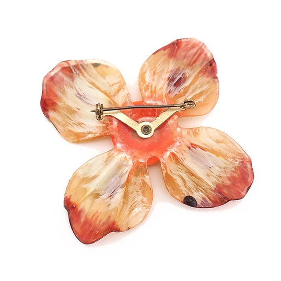 Vintage Plastic Brooch, Flower Brooch, Mid Centur… - image 4