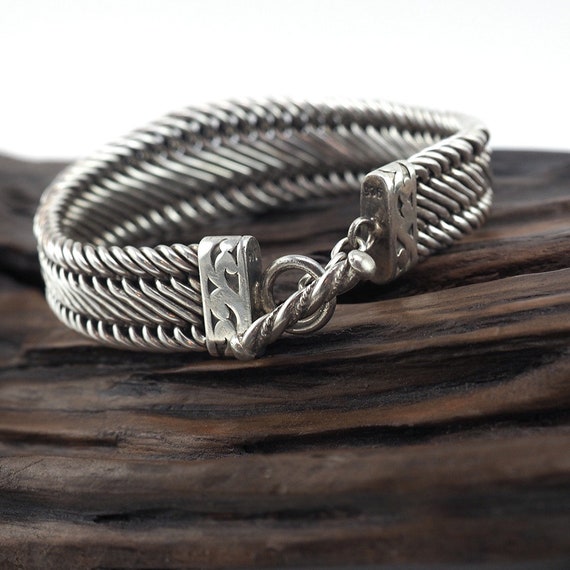 Sterling Silver Bracelet, Large Silver Bracelet, … - image 5