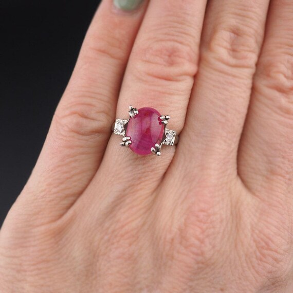 Vintage Platinum Ring, Ruby Diamond Ring, 1930s R… - image 6