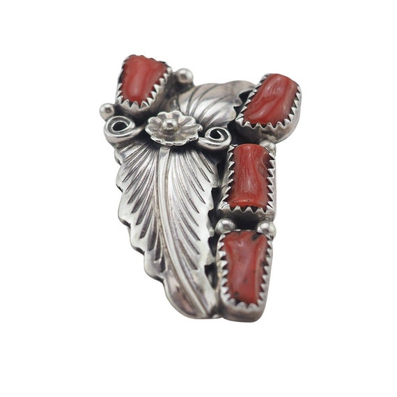 Coral Ring, Native American Ring, Sterling Silver… - image 1