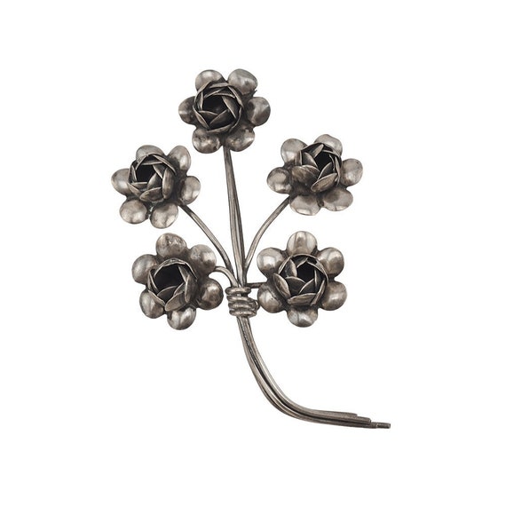 Coro Flower Brooch, Coro Sterling Brooch, Sterling