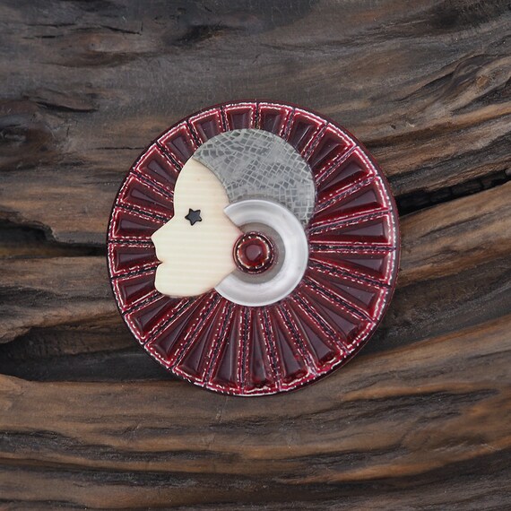 Broche Vintage Lea Stein 'Pretty Lady' - Magnifique Pièce De Collection Occasion