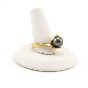 Tahitian Pearl Ring, Gold Pearl Ring, 18K Gold Ring, Pearl Ring, Yellow Gold Ring, Tahitian Pearl Jewelry, Estate Ring, Gift For Her image 2