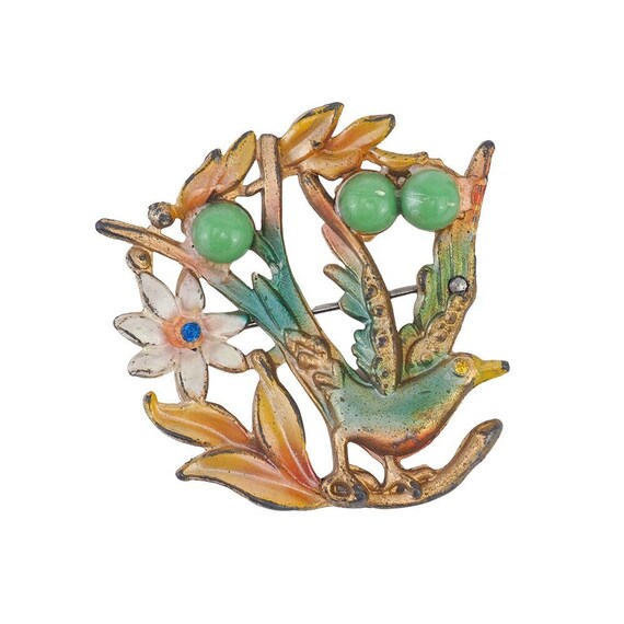 Colorful Enamel Bird Brooch