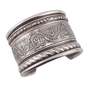 Wide Silver Cuff Bracelet, Victorian Style Bracelet, Heavy Silver Bracelet, Sterling Silver Bracelet, Handcrafted Bracelet, Wide Bracelet