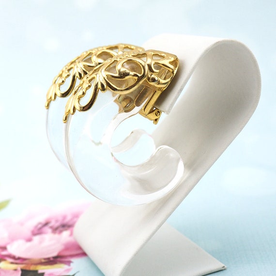 Lucite earrings, Vintage Earrings, Gold Hoop Earri