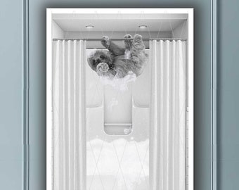 Sloth Shower Print | Funny Animal Bathroom Wall Art (Digital Download)