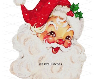 Santa PNG Christmas Sublimation Commercial Clipart Enhanced No Background Transparent HTV Waterslide Transfer #1305