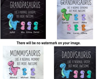 Dinosaur PNG Grandmasaurus Mommysaurus Daddysaurus Grandpasaurus No Background Waterslide HTV Transfer Transparent Commercial  #1014