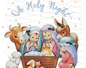 Manger Scene PNG Sublimation Nativity BabyJesus Mary Stable Christmas Christian Clipart Ornament No Background Transparent Shirt #1221