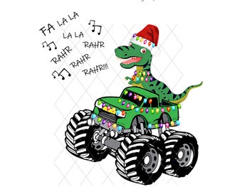 Dinosaur PNG Monster Truck Christmas Funny Sublimation Commercial HTV Waterslide Clipart No Background Transparent Transfer Iron on  #1031