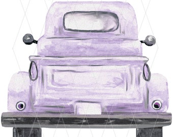 Purple Watercolor Truck PNG, Back End, Iron-On Transfer