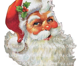 Santa PNG Christmas PNG for Sublimation Commercial Clipart No Background Transparent Vintage Retro Victorian Old Antique Transfer #1141