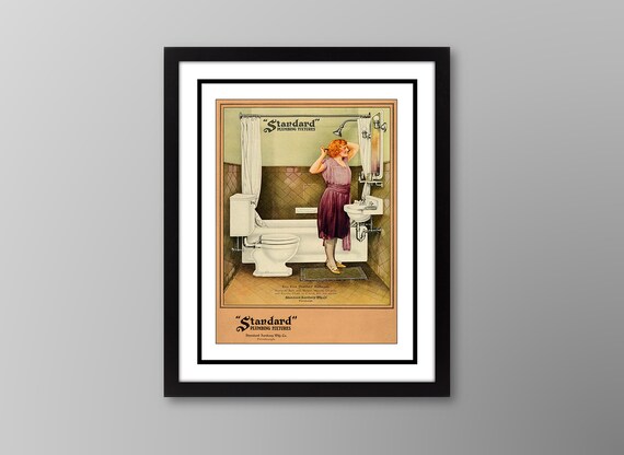 Sale 1920s Flapper Girl Bathroom Print Wall Decor Vintage Printable Art Ad Bathroom Antique Wall Print Old Bathroom Picture