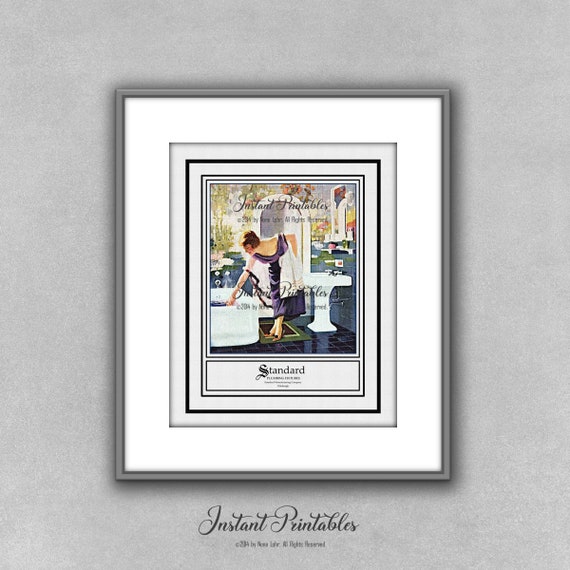 Art Deco Bathroom Print Printable Art Wall Art Decor Flapper - Etsy