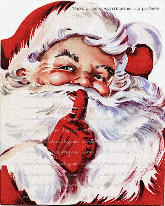 Santa Printable Art Wall Decor Christmas Old Picture Vintage Etsy