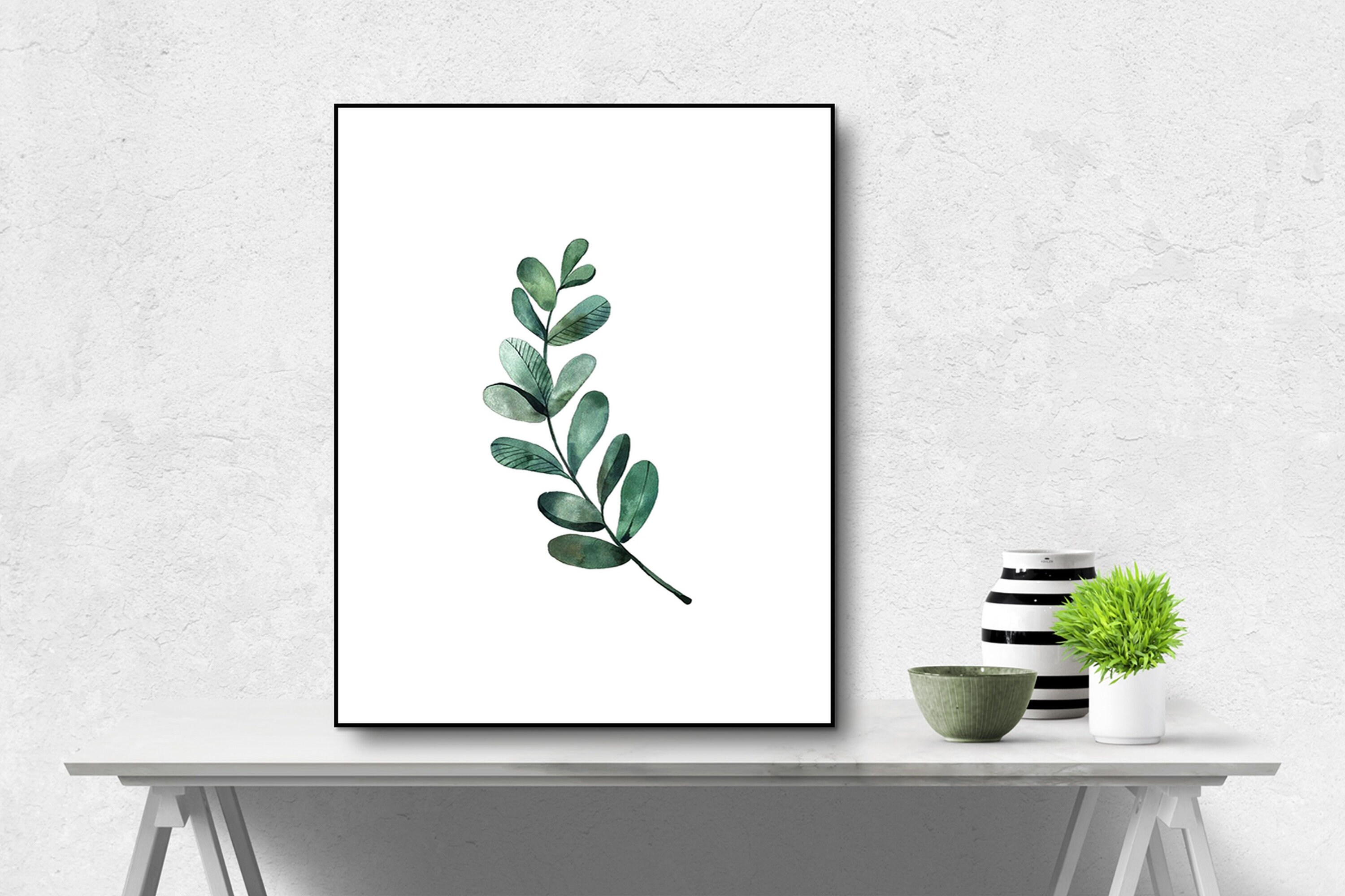 Download, Digital Leaf  Decor, Watercolor, Wall Nordic Decor, Scandinavian Print, Leaves Minimalist Print Wall Printable, Printable Wall Art,