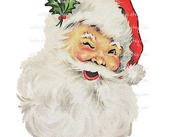 Vintage Santa PNG: Christmas Sublimation Transfer Clipart (Digital Download)