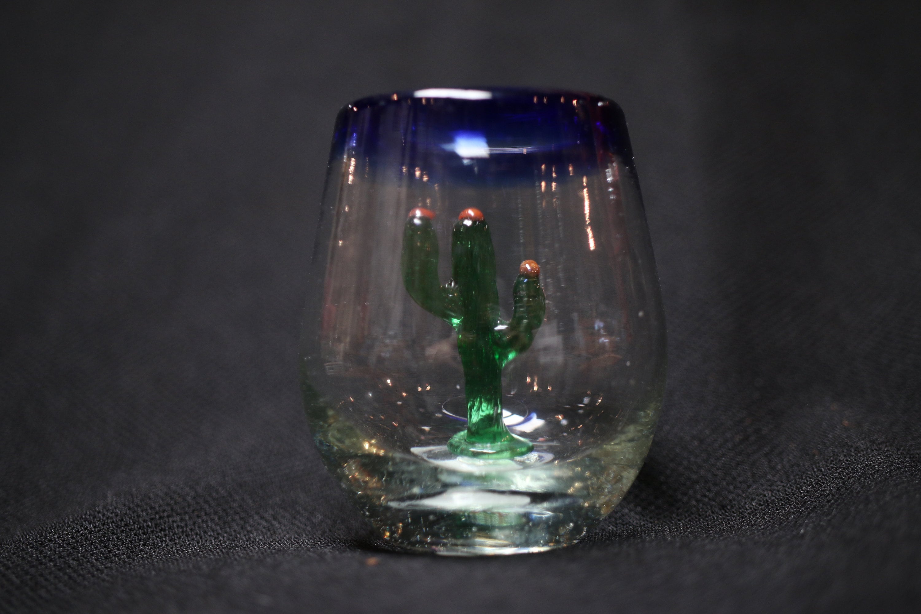 Glass Hand Blown Cactus Shot Glass Etsy
