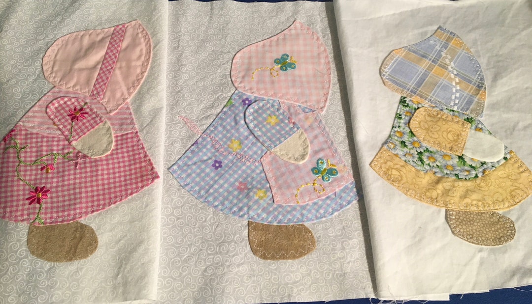 Vintage Sue Fabric Quilt Blocks Unused Cotton Embroidery