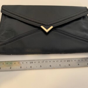 Black leather clutch purse envelope 70s/80s