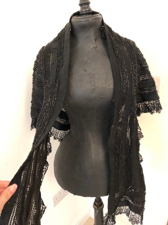 Antique Victorian Glass Beaded Shawl