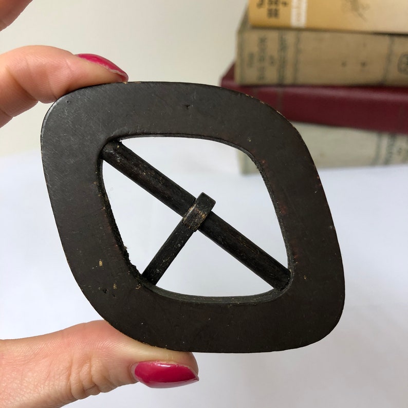 Vintage Wooden Handpainted Buckle