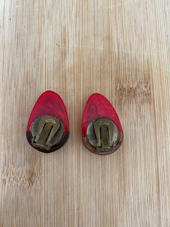 Vintage statement red lucite and wood strawberry … - image 5