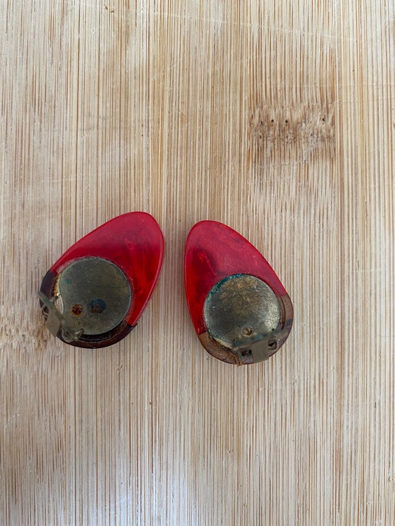 Vintage statement red lucite and wood strawberry … - image 8