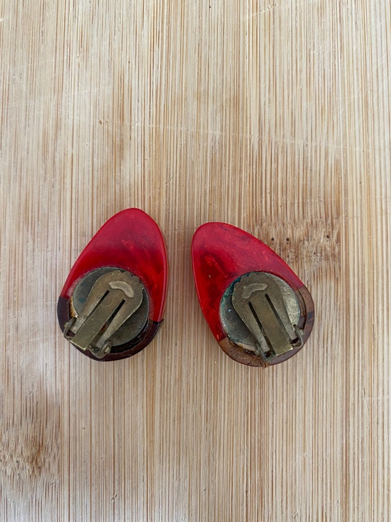 Vintage statement red lucite and wood strawberry … - image 6