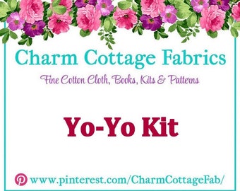 Farmhouse Floral 4.5" Cotton Circles Yo Yo Craft Kit Large *Clover "Quick" Yo-Yo Maker Set of 50 Yo Yo Guide Floral Fabric Retro Craft