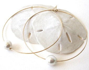 Extra Large Gold Hoop Earrings, Thin Gold Hoops, 3 inch Gold Hoops, Lightweight Hoops, Minimalist Jewelry,Large Pearl Hoops,Delicate Hoops