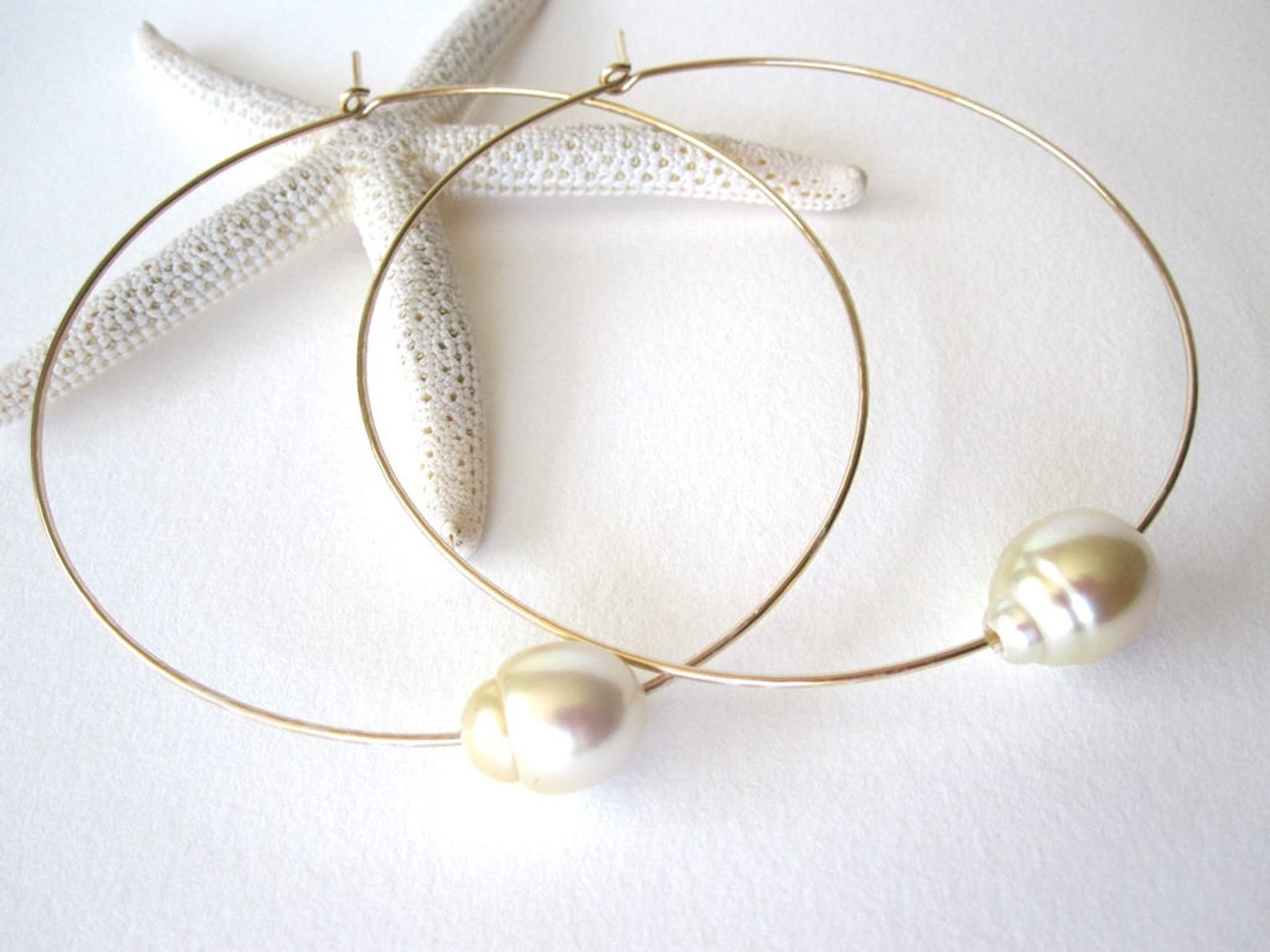 Large Pearl Hoops main image 1