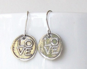 Small Sterling Drop Earrings, Rustic Jewelry, Sterling Silver Jewelry, Artisan Dangle Earrings, Bohemian Jewelry,Silver Boho Drop Earrings