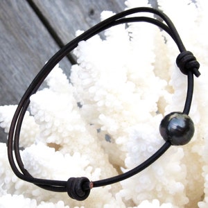 Tahitian Black Pearl Anklet, Hawaiian Anklet, Beach Anklets, Pearl Anklet Bracelet, Bracelet de cheville réglable, Bracelet de cheville unisexe, Bracelet Boho Ankle