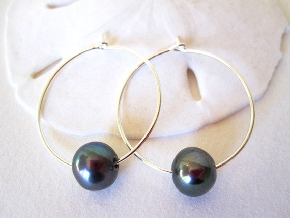 SILVER925 PEARL HOOP EARRINGS /シルバー/ピアス Pearl Silver Hoop Earrings - Silver Pearl Earrings, Pearl