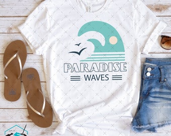 Paradise Waves Shirt Summertime SVG PNG geschnittene Dateien für Cricut & Silhouette