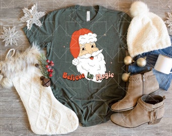 Believe in Magic Retro Santa T-shirt Weihnachten SVG PNG - Digital Download