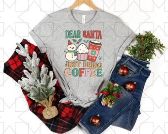 Weihnachtsmann bringt Kaffee Süßes Weihnachts-T-Shirt SVG-PNG-Dateien - Digital Download